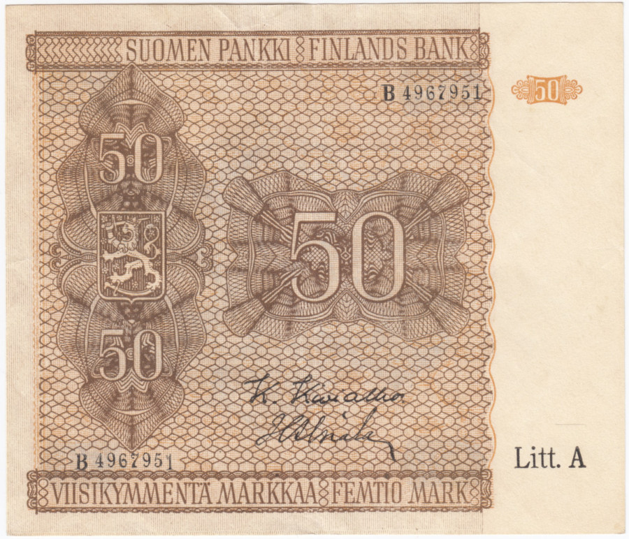 50 Markkaa 1945 Litt.A B4967951